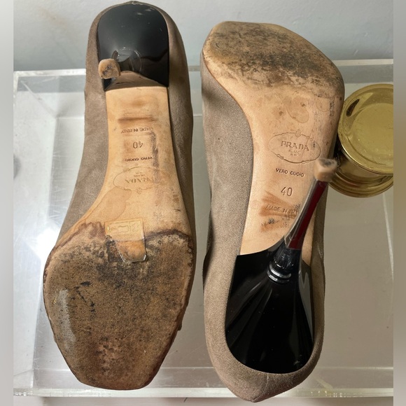 PRADA suede peep pumps beige sz 40 US 9 made in italy main image 9